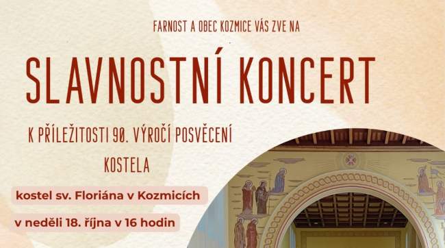 Slavnostní koncert v Kozmicích v neděli 18. 10. 2026 v 16:00